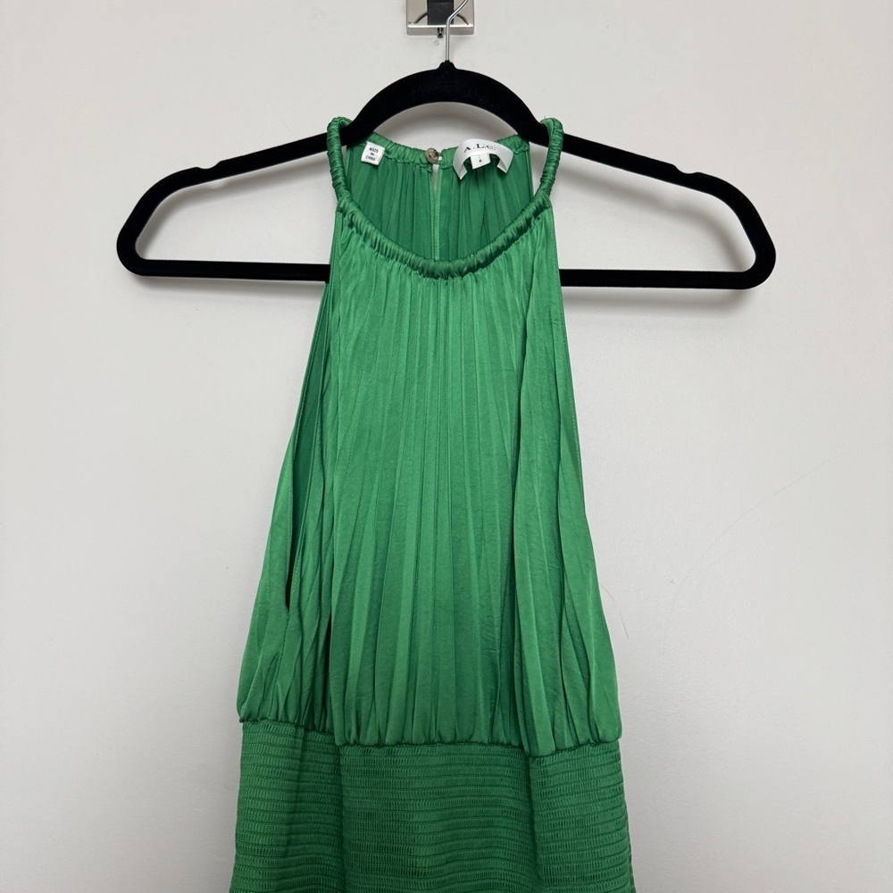 ALC Halter Neck Dress Size 8 Green Pleated - Picture 3 of 9